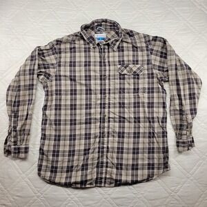 Columbia Omni-Wick brown plaid long sleeve button front shirt size XL